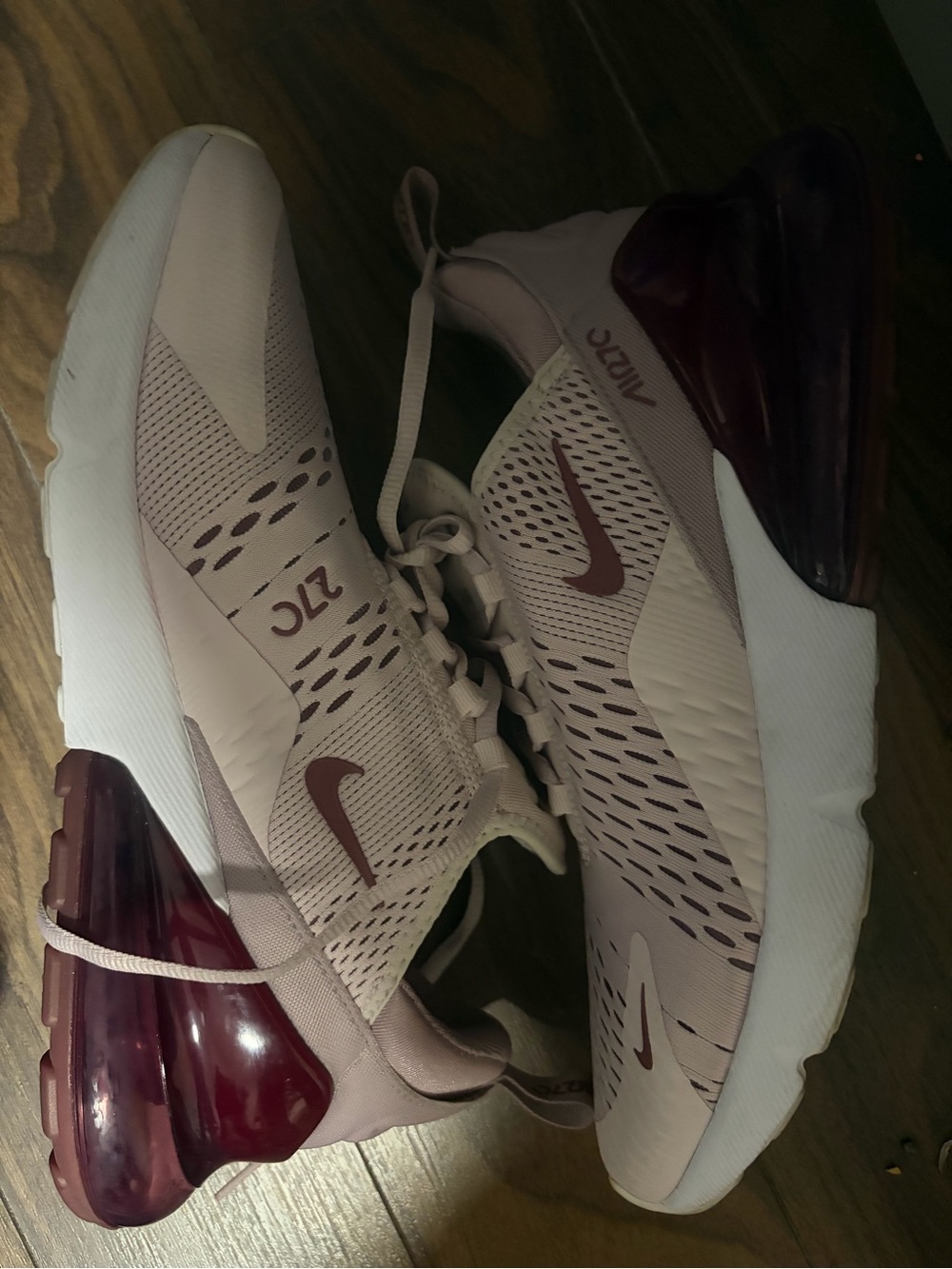 Nike Air Max 270 Knit Running Shoes - Dusty Rose & Burgundy